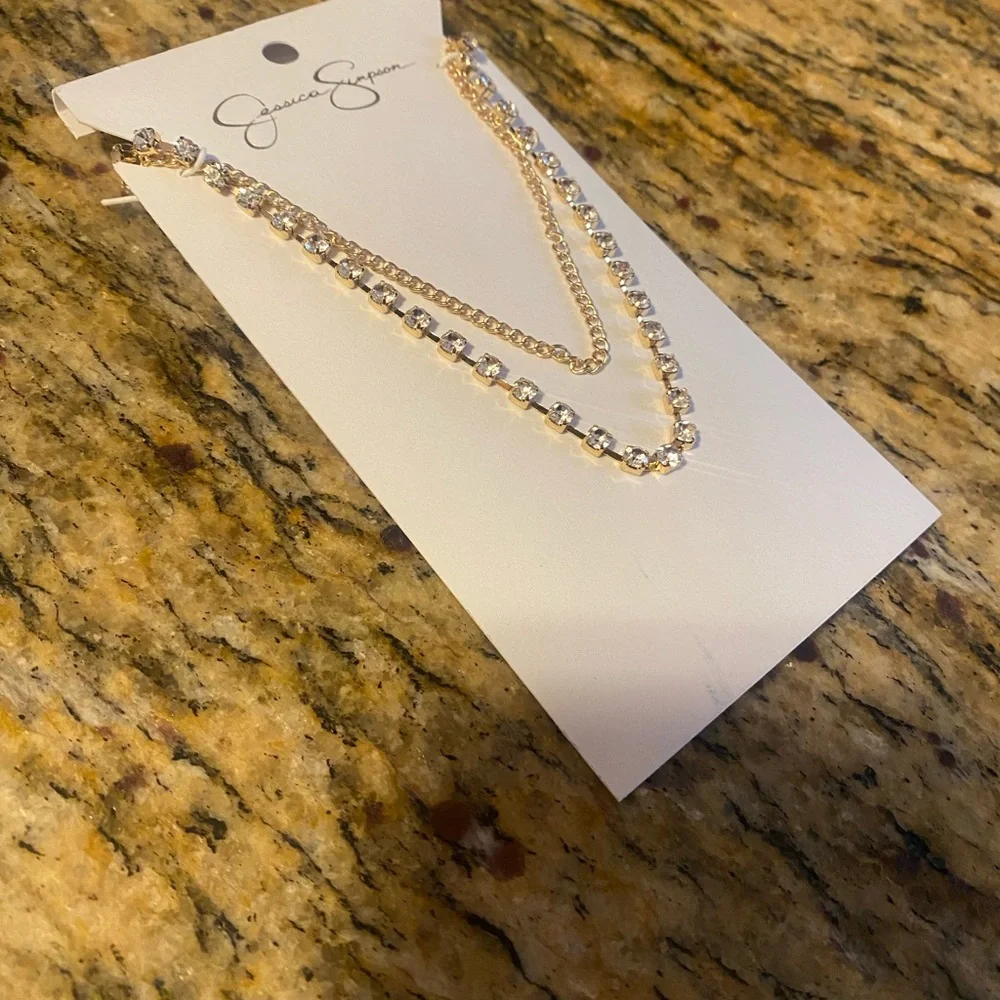 NEW Jessica Simpson gold double necklace